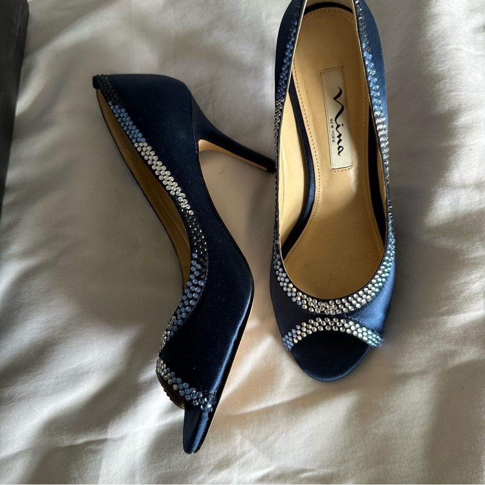 Dark Blue Rhinestone Heels - Picture 7 of 9